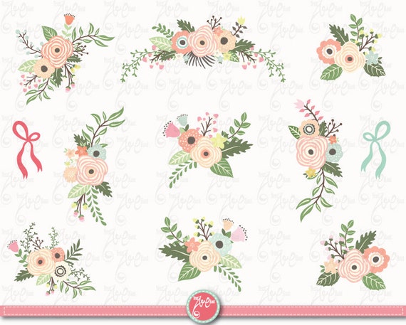 Blumen Clipart Pack Pastell Blumenstrauss Clip Etsy