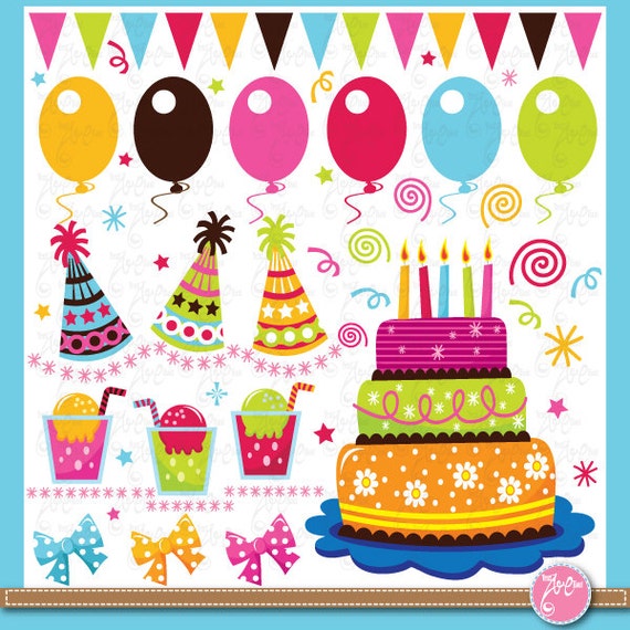 Download Birthday Clip Art Set Collection Party Clipart Bs008 Personal And Commercial Use Cards Invitations Scrapbooking And All Paper Crafts By Yenzarthaut Catch My Party