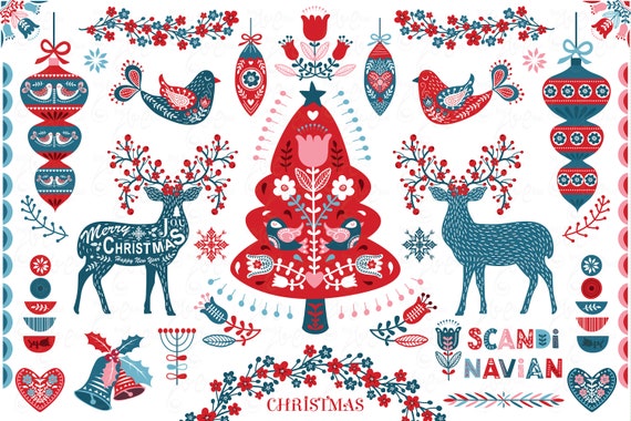 Scandinavian christmas clipart, Folk art christmas, Christmas, Flower