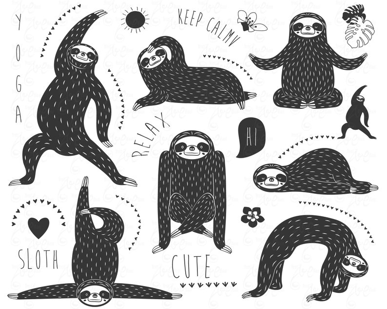 Download Cute Sloths Yoga Silhouette Cute Sloths Slowest Keep Calm ...