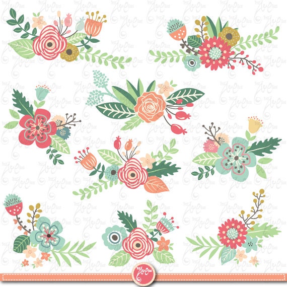 Flowers Clipart pack "FLOWER CLIP ART" pack,Vintage Flowers,Spring Flower,Weding flower,Flora,Wedding invitation Wd040 Il_570xn