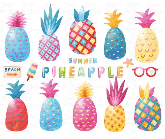 Download Watercolor Pineapple Watercolor Pineapple Clipart Cute Etsy