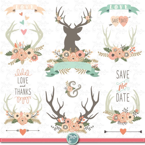 Download Wedding Clip Art Wedding Floral Antlers Clipart Floral Antlers Vintage Flowers Wreath Flower Frames Wedding Wreath Wedding Invitationwd093 By Yenzarthaut Catch My Party