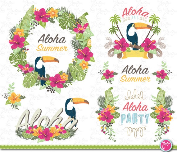 Aloha Clip Art Aloha Summer Flowerpack Aloha Etsy