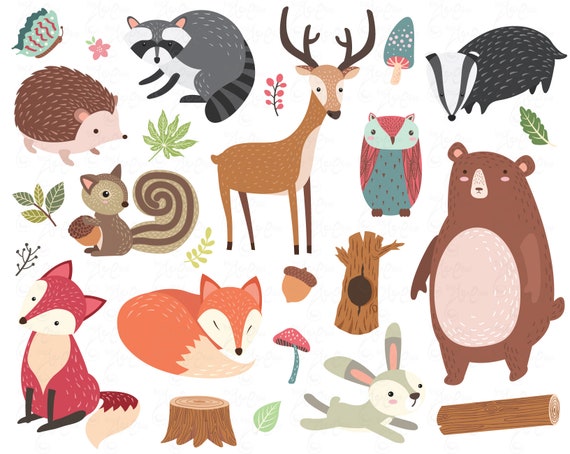 Forest animal, Woodland Animal, Nursery Decor, Cute Animal, Animal, Bear, Fox, Owl, Rabbit, Hedgehog, Illustration,Digital Download,Am023 Il_570xn