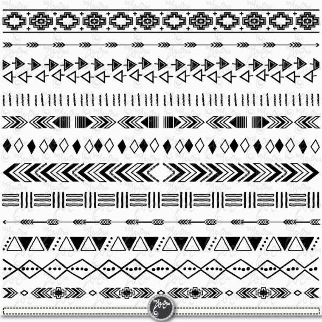 Tribal Borders aztec Borders Clipart Aztec Etsy