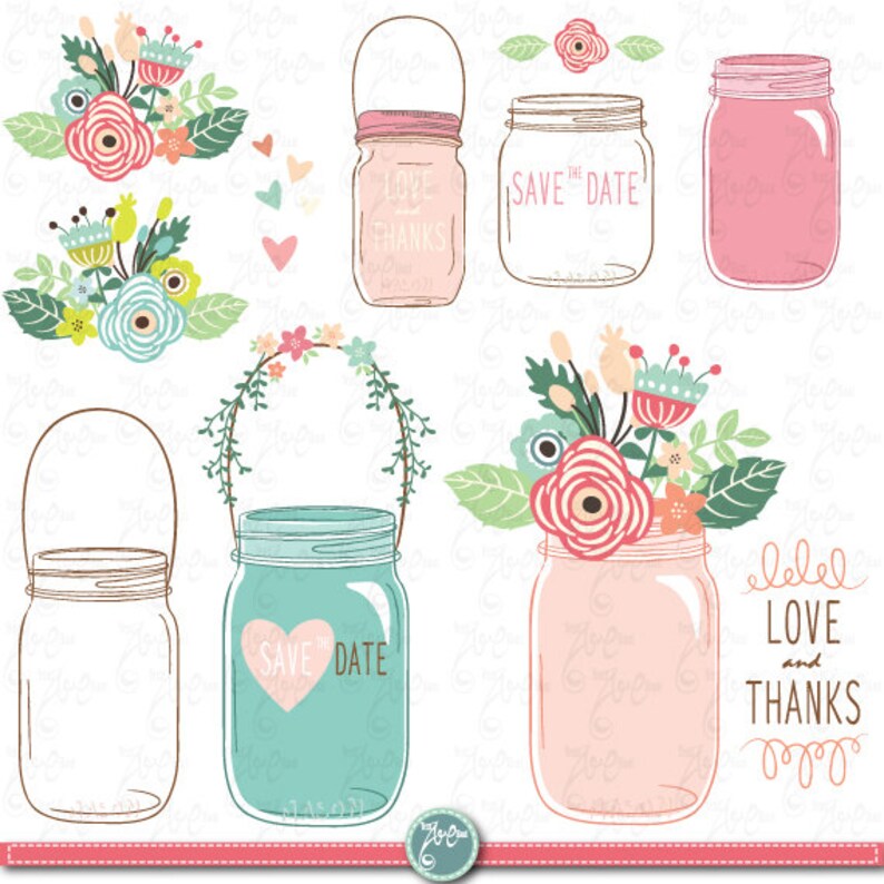 Hand Draw Mason Jar Clipart wedding MASON Jar Etsy