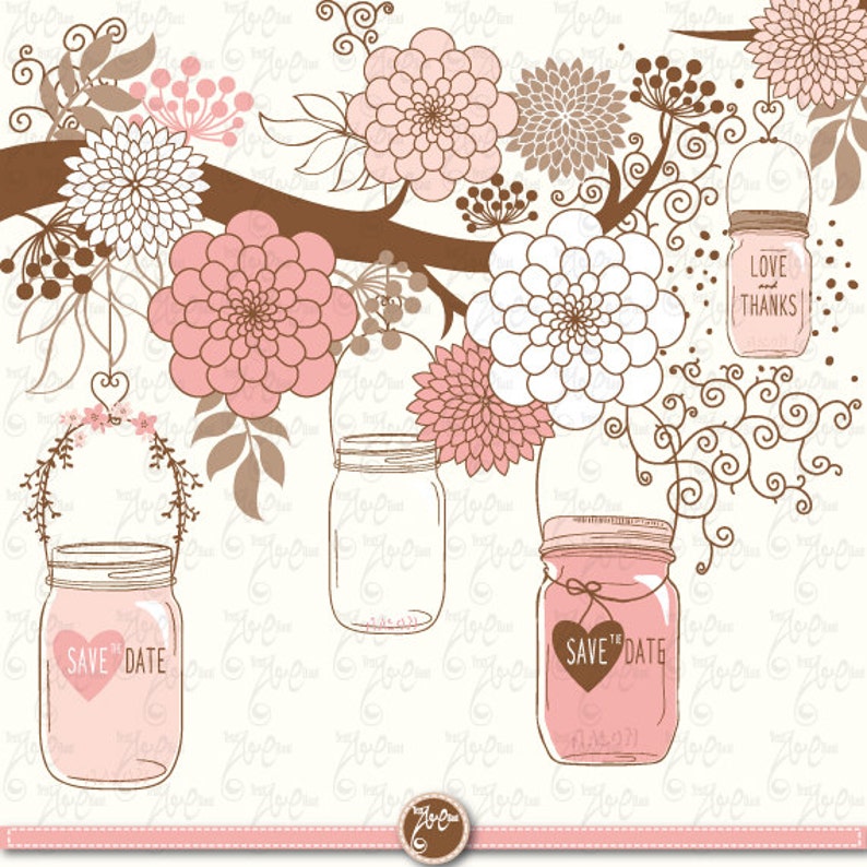 Wedding Mason Jars Clipart wedding MASON Jars Etsy