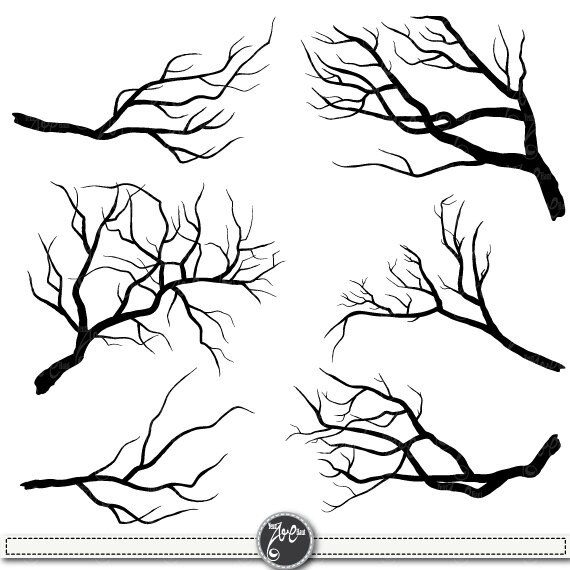 Branch Silhouettes Clipart"BRANCH SILHOUETTES" clip art pack,Tree Branchs,Branchs,Silhouettes,Branch,Scrapbook, Instant Download Sh001 Il_570xn