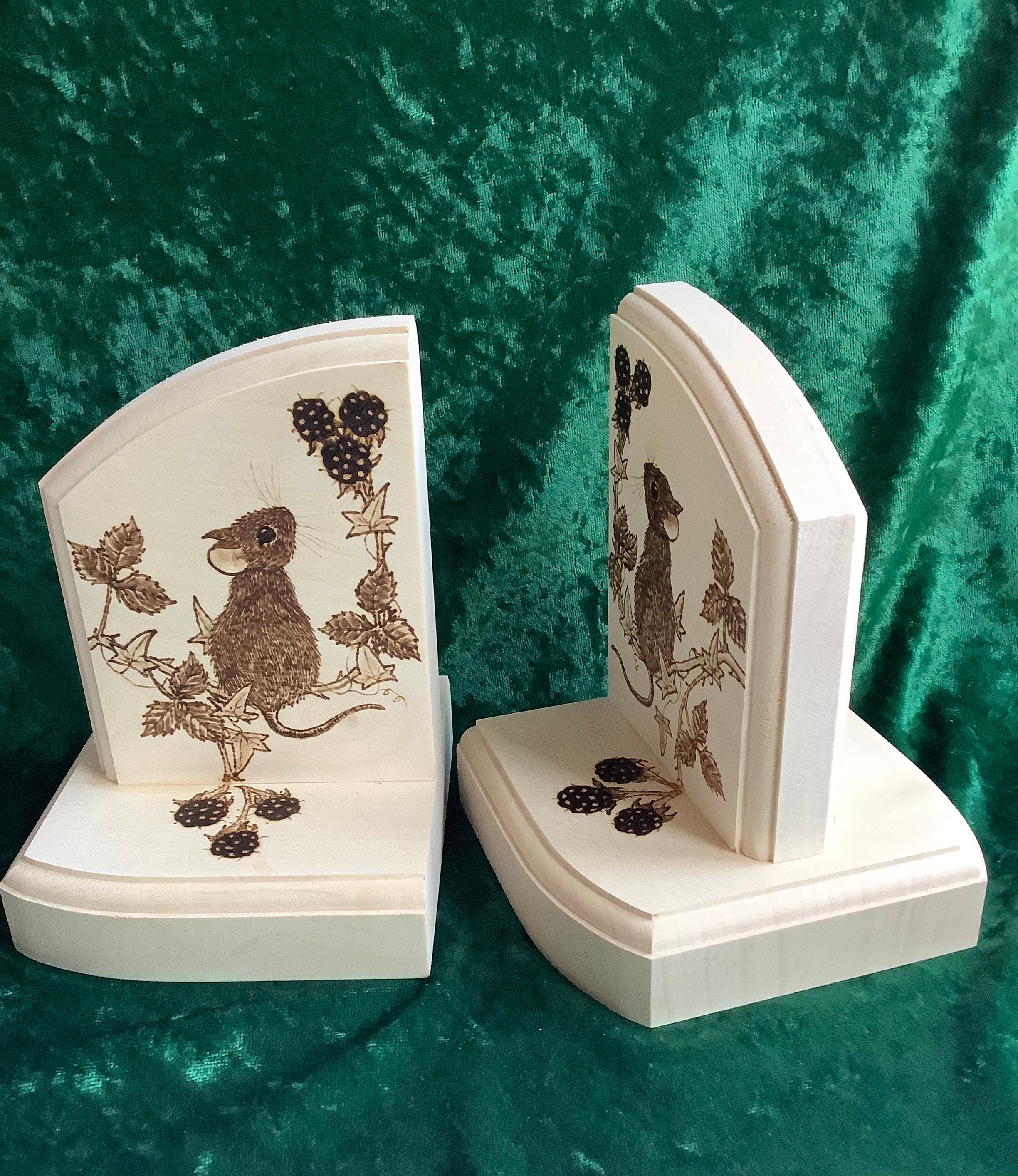 Wooden Bookends With Pyrography Design Xmas Gift Unique - Etsy UK