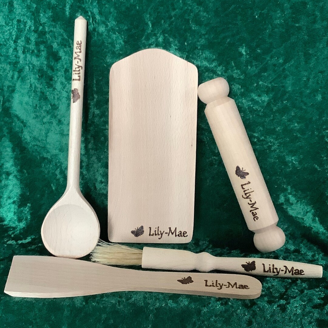 Children's Wooden Kitchen Utensils Personalised Wooden Baking Set Etsy UK