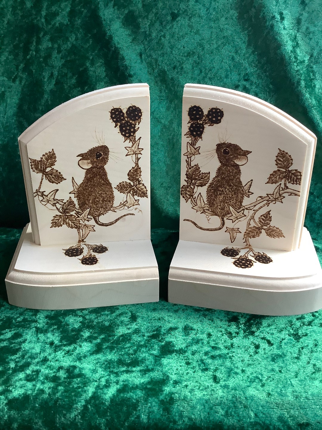 Wooden Bookends - With Pyrography Design, Xmas Gift, Unique Gift - Etsy UK