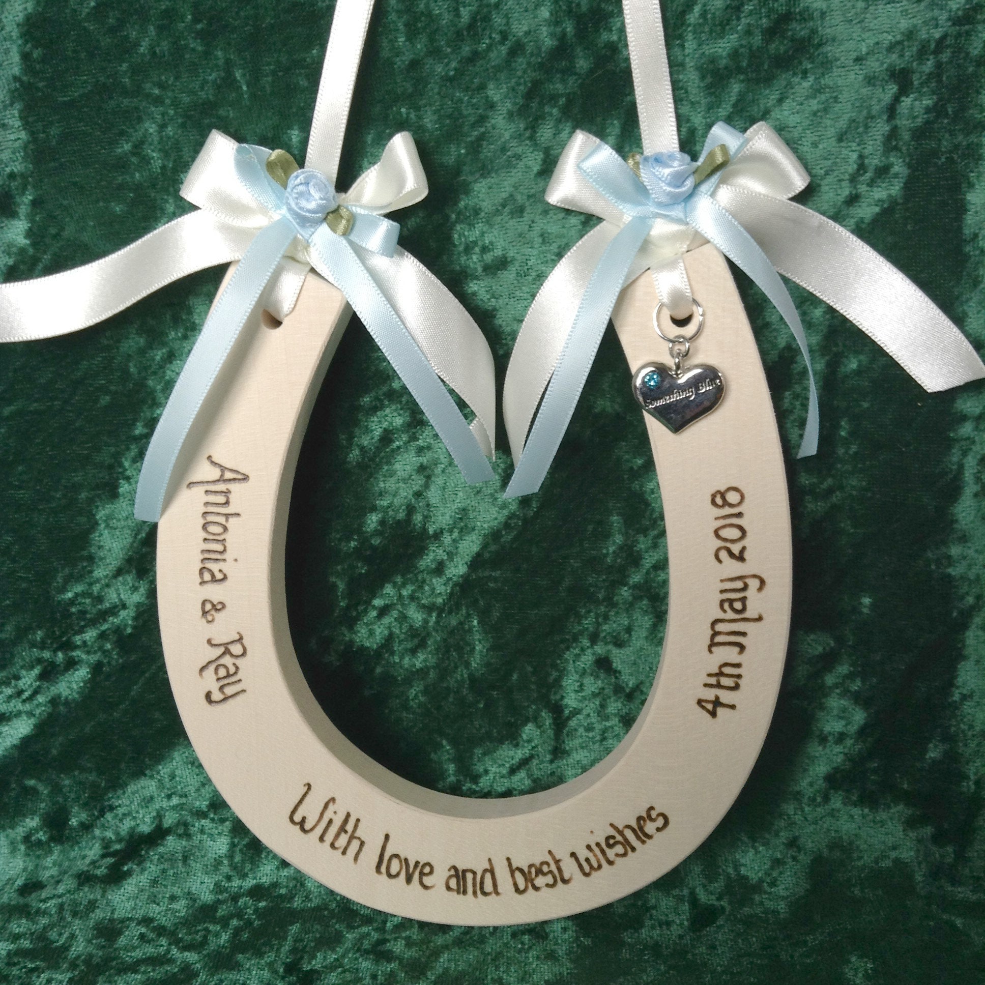 Personalised Just Married Wedding Good Luck Bridal Lucky Keepsake Horseshoe Gift in Silver 