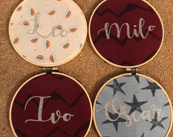 Name Keepsake Hoop - baby memories gift christening new baby child embroidery
