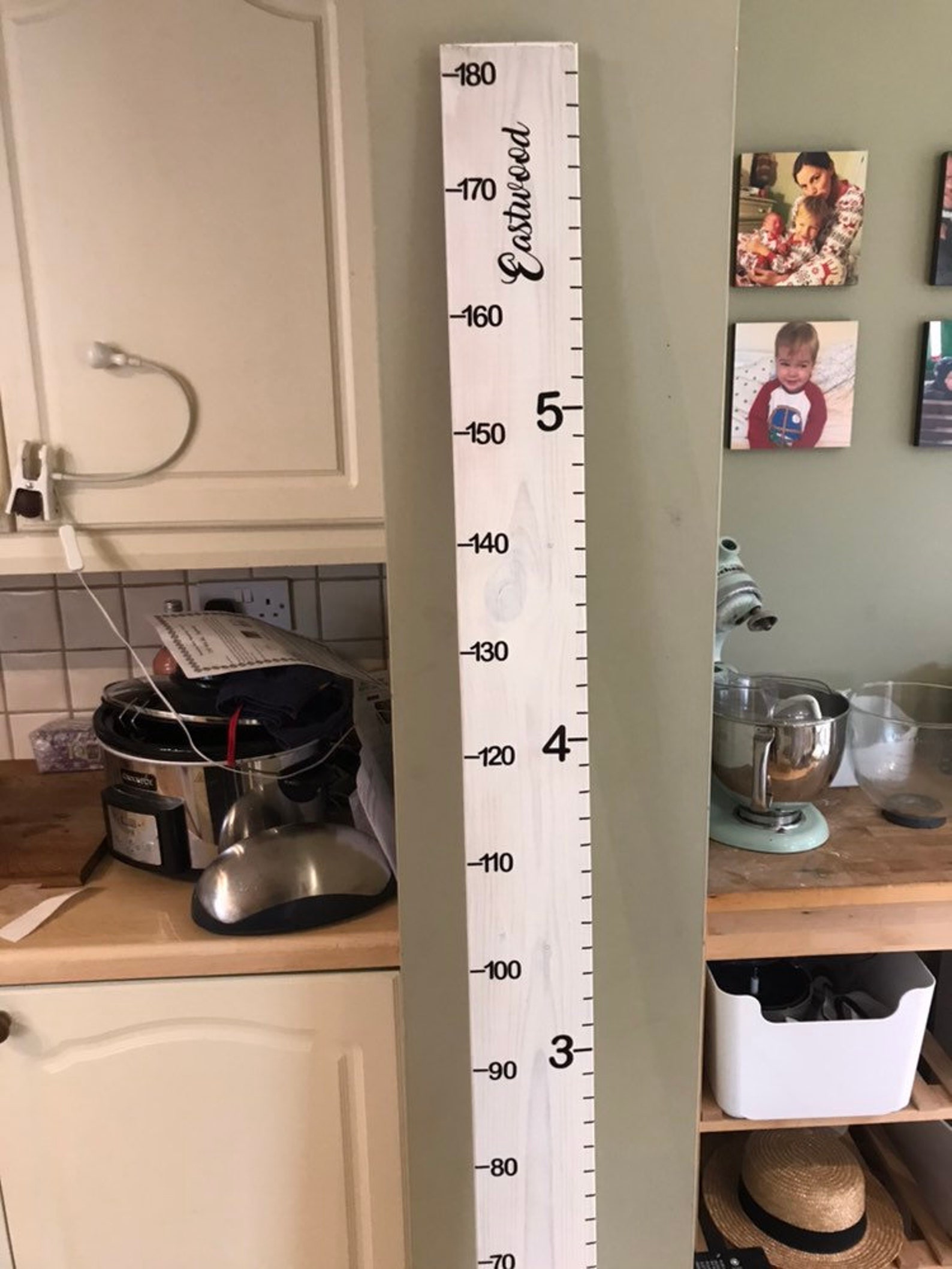 Wooden Height Chart Ruler and Personalised Arrows - Natural Wood White ...