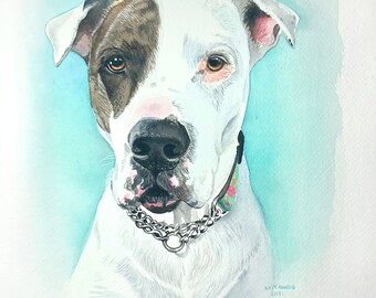 Retrato de perro personalizado en acuarela a partir de una foto - Pintura conmemorativa pintada a mano - Regalo de arte canino personalizado
