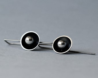 Pendientes de plata modernos, pendientes de bolas minimalistas, pendientes orgánicos, pendientes colgantes geométricos, pendientes largos y ligeros