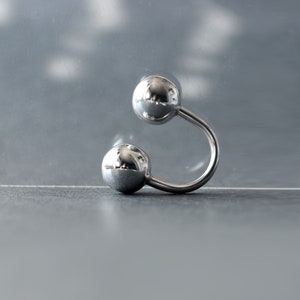 Sterling silver geometric ring, ball ring, open ring, open cuff ring, contemporary ring, silver big ring, statement ring, adjustable ring