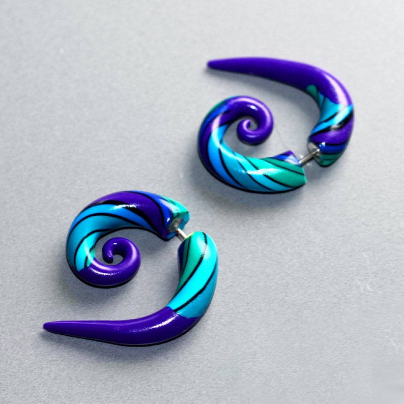 Colorful Avant Garde Fake Tentacle Gauges Big Gauged Earrings Etsy