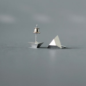 Sterling silver geometric earrings for men, mens stud earrings, mens earrings gift, triangle earrings, brutalist earrings, punk earrings
