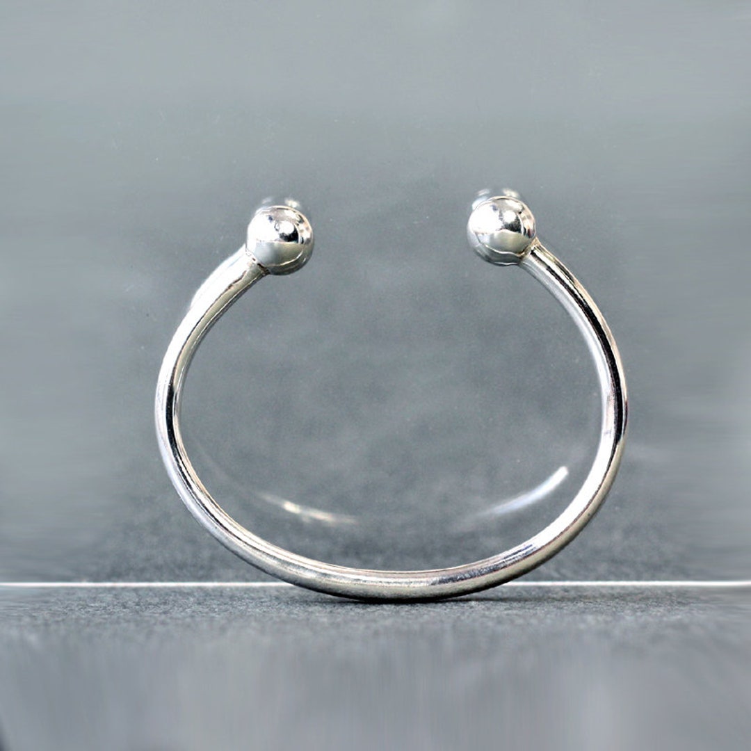 アクセサリー Italy 925 balls cuff bangle 925 Sterling Silver Ball Bracelet, Double Ball Open Cuff