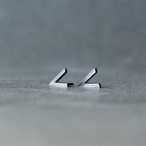 Silver mens earrings stud, mens stud earrings, mens earrings, men black earrings, men earrings, black triangle earrings, black stud earrings image 1