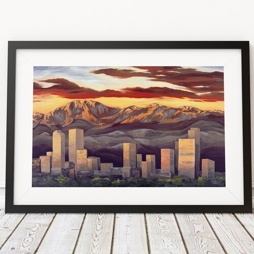 Denver Skyline Fine Art Print With Rocky Mountain Views Etsy