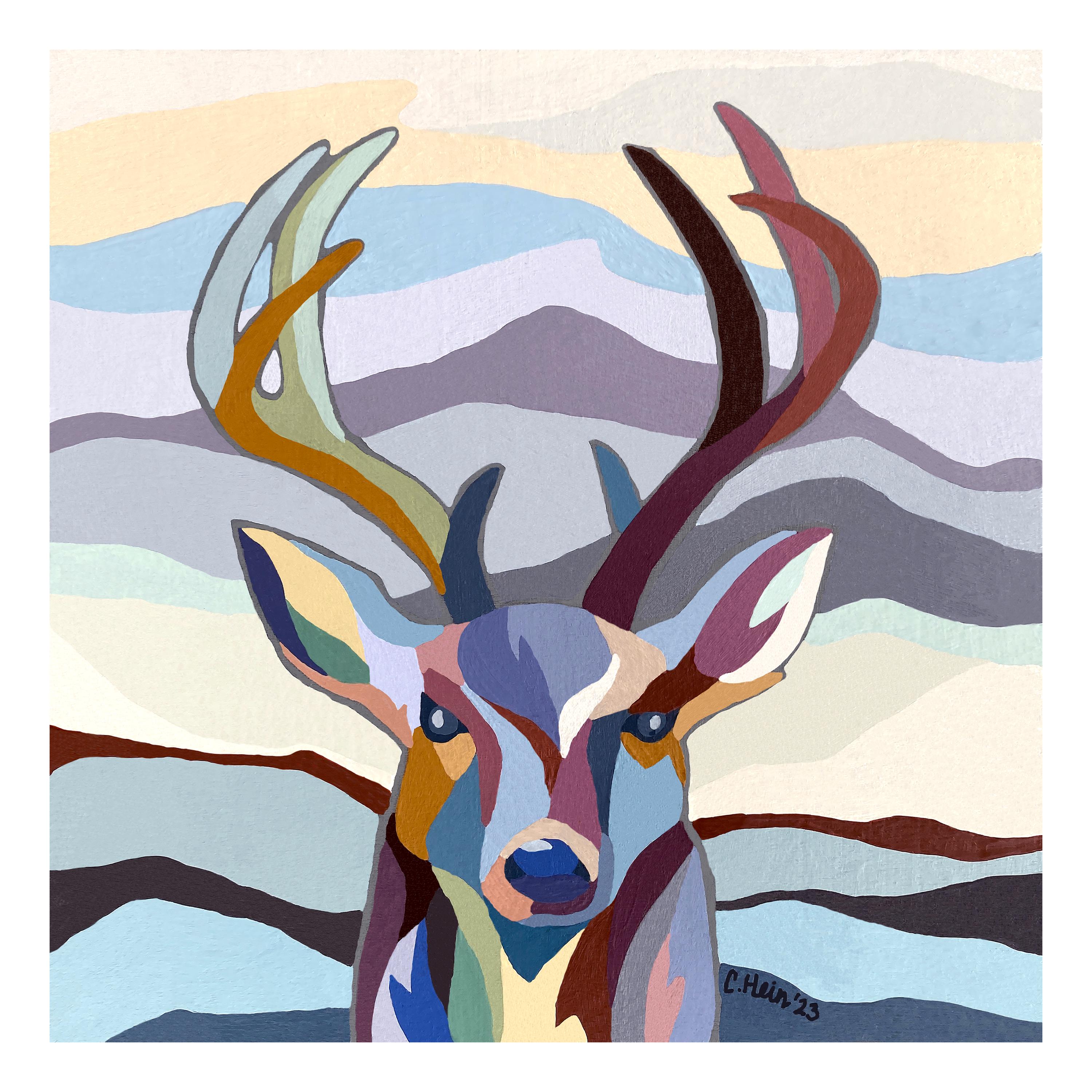 Elk Art Print, Abstract Animal Painting, Rocky Mountain Elk - Etsy