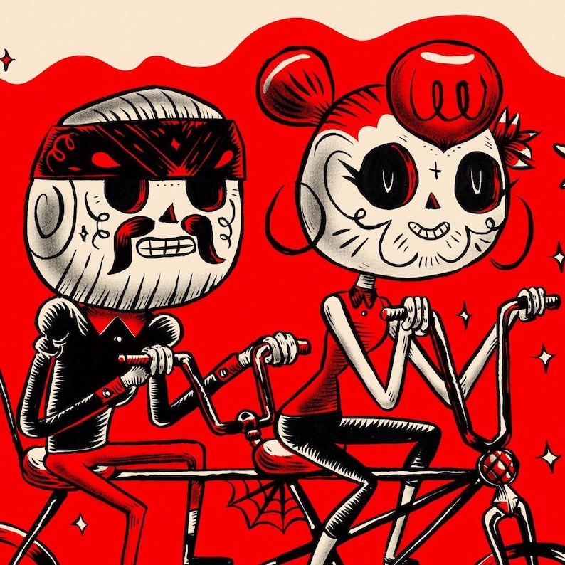 Limited Day of the Dead Bike Print CALAVERAS poster by Robot Soda image 2