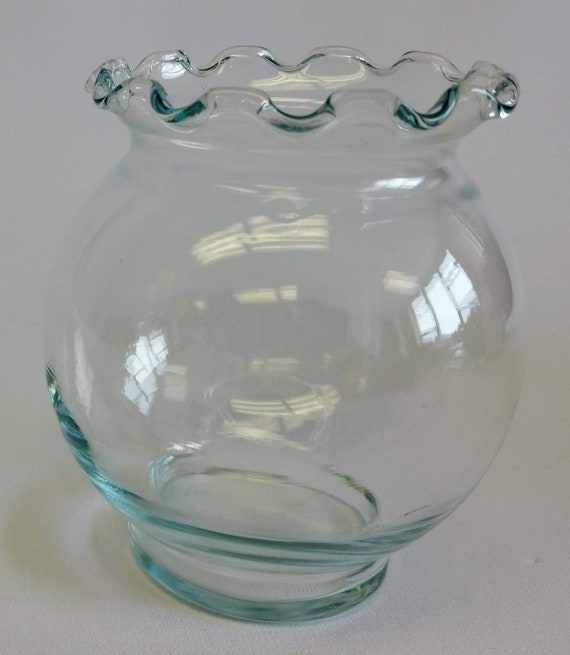Ruffled Rim Edge Round Clear Glass Bubble Fish Rose Bowl Globe Vase Candle Holder Decoration Center Piece 46 Available