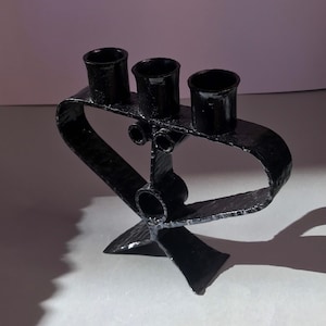 Mid Century Brutalist Handcrafted Iron Candle Holder