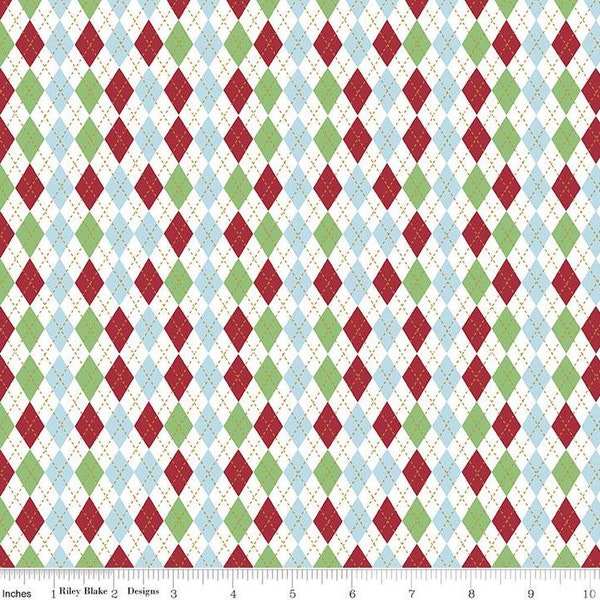 Argyle Print Fabric, Christmas Argyle fabric, Christmas Adventure, Riley Blake Designs