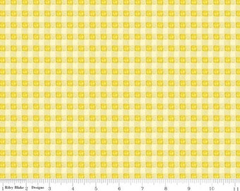 Yellow Gingham Fabric, Sunshine and Dewdrops, Riley Blake Designs, END OF BOLT