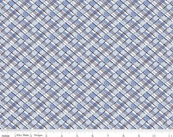 Blue Plaid Fabric, Set Sail America fabric, Riley Blake Designs