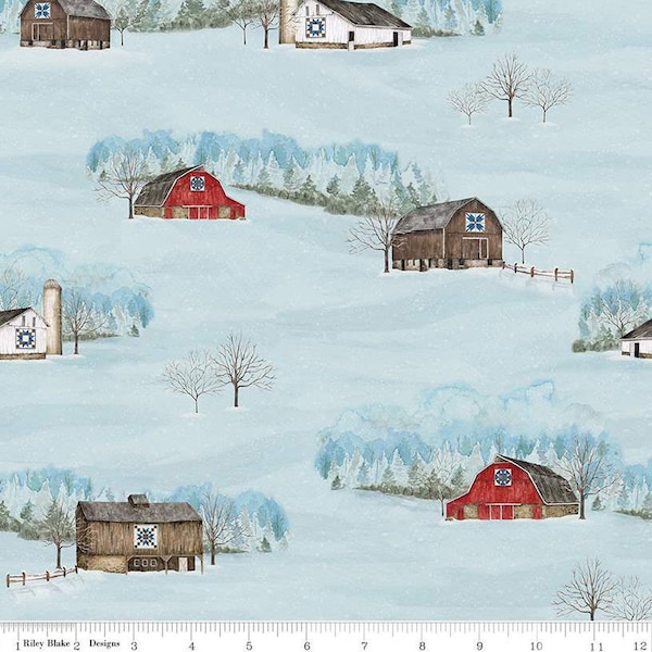 Winter Scene Fabric Etsy