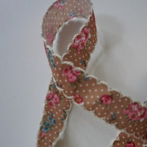 Vintage Look Floral Ribbon, Soft Brown Floral Ribbon