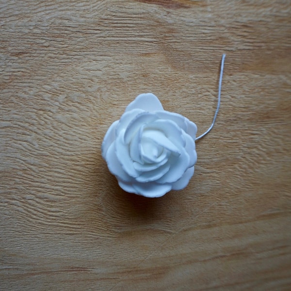 White Foam Roses, 2 inch foam roses, package of 9