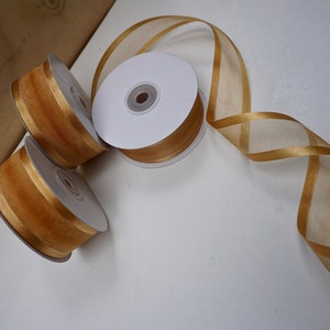 Gold Organza Band, Organza Band mit Satinkante, 25 Yard Rolle