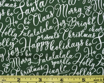 Christmas Fabric, Merry and Bright Text Fabric, Riley Blake Designs