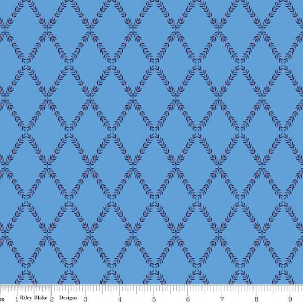 Lattice Pattern Blue Fabric, Harry & Alice collection, Riley Blake Designs Penny Rose Fabrics