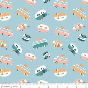 Camping trailers print fabric, Glamping fabric, Live Love Glamp, Riley Blake Designs
