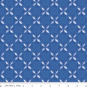Blue Floral &quot;Tile&quot; Fabric, Sunshine and Dewdrops, Riley Blake Designs