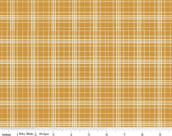 Gold Plaid Fabric, Farmhouse Summer Plaid fabric, Riley Blake Designs