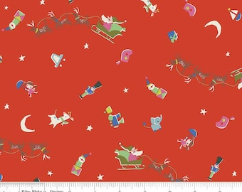 Christmas Red Santa Claus fabric, Way Up North from Riley Blake Designs