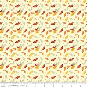 Fall Leaves Print Fabric, Awesome Autumn fabric, Riley Blake Designs