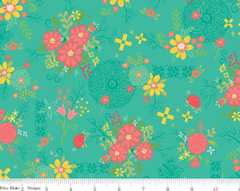 Floral Print Fabric, Gingham Cottage fabric, Riley Blake Designs