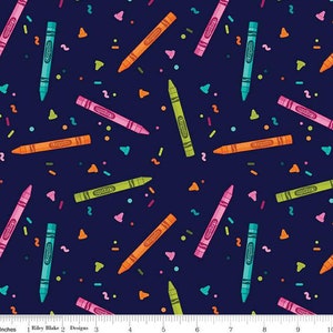 Crayola Crayons print fabric, Riley Blake Designs fabric, Colors of Kindness fabric