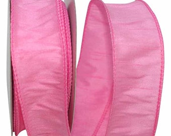 Pretty Pink Dupioni Ribbon, Wired Edge Dupioni Ribbon, 10 yards pastel ribbon, 1.5&quot; wide