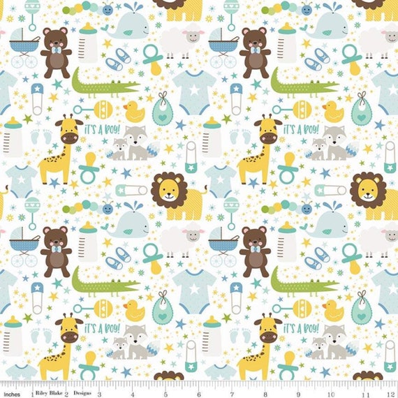 Baby Boy Print Fabric, Sweet Baby Boy fabric Riley Blake Designs Il_570xn