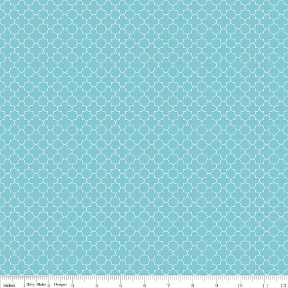 Aqua Mini Quatrefoil Fabric, Riley Blake Designs fabric, END OF BOLT Il_570xn